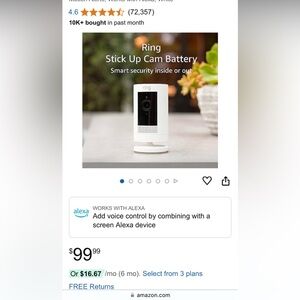 Brand New Ring Camera Stick Up Cam